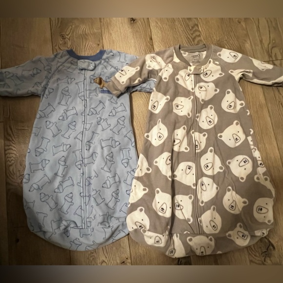 Set of 2 Cozy Bear Print Kids sleep sacks - Blue and Gray - Picture 1 of 4